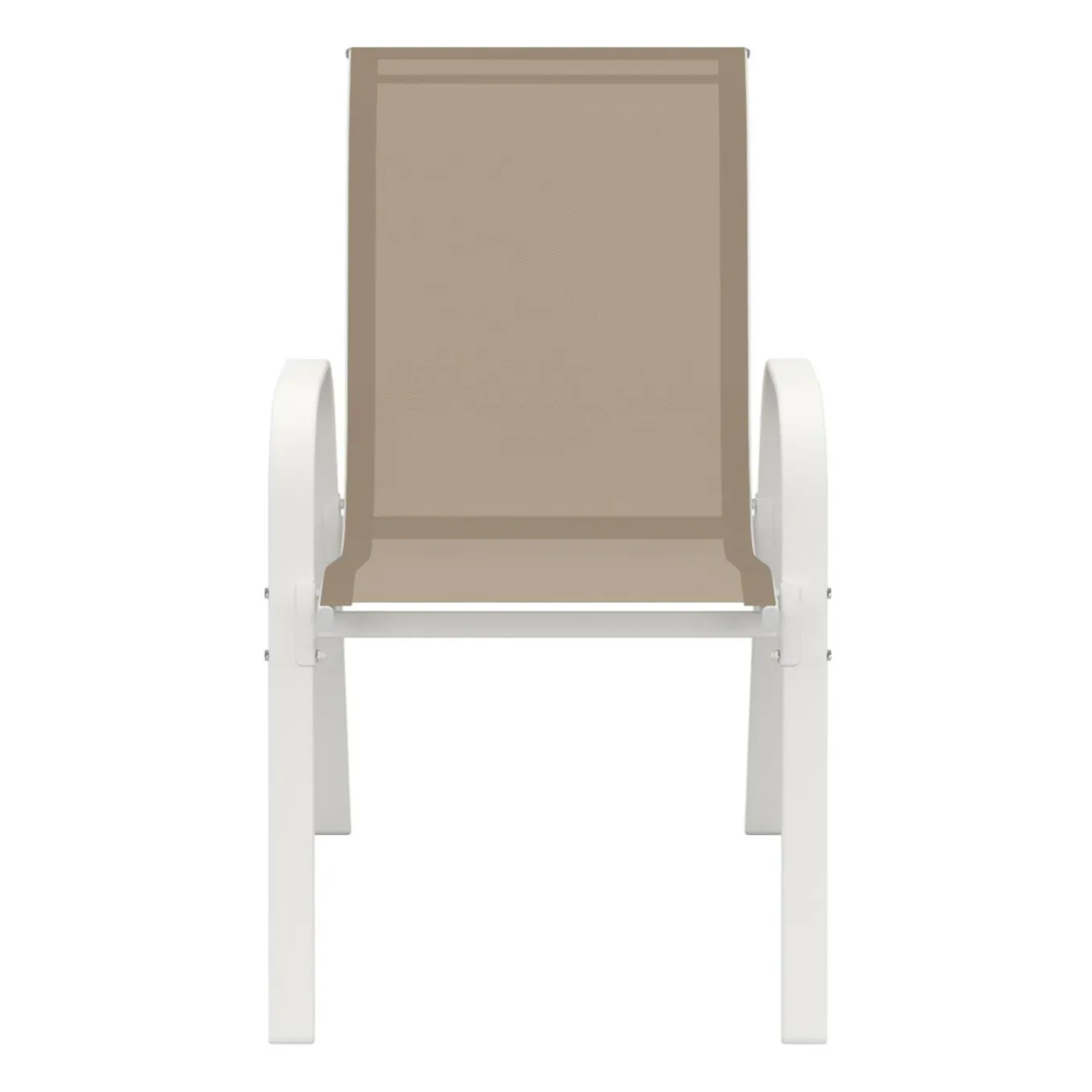 IDMarket 6 chaises de jardin blanc et beige empilables en métal et textilène* Salons De Jardin
