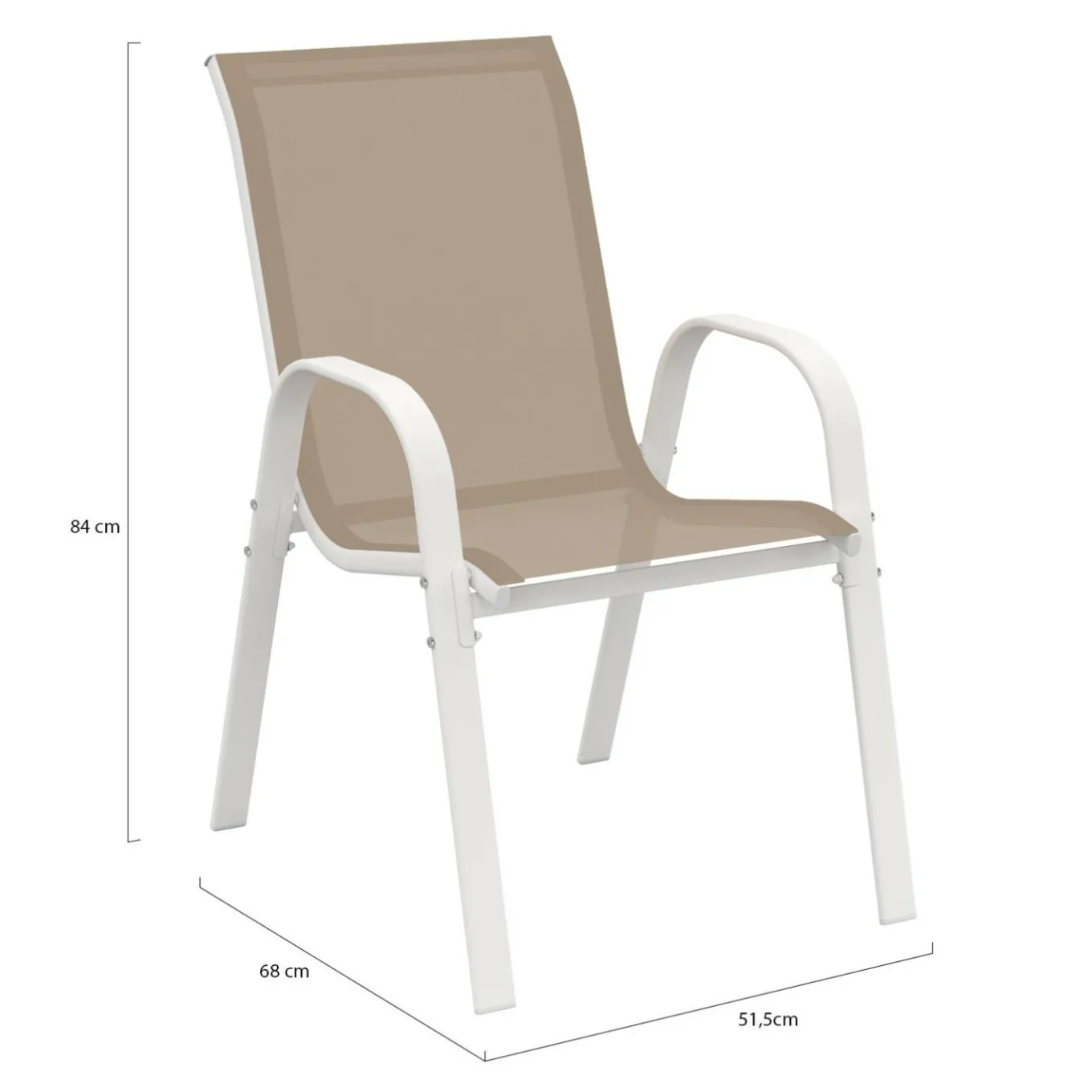 IDMarket 6 chaises de jardin blanc et beige empilables en métal et textilène* Salons De Jardin