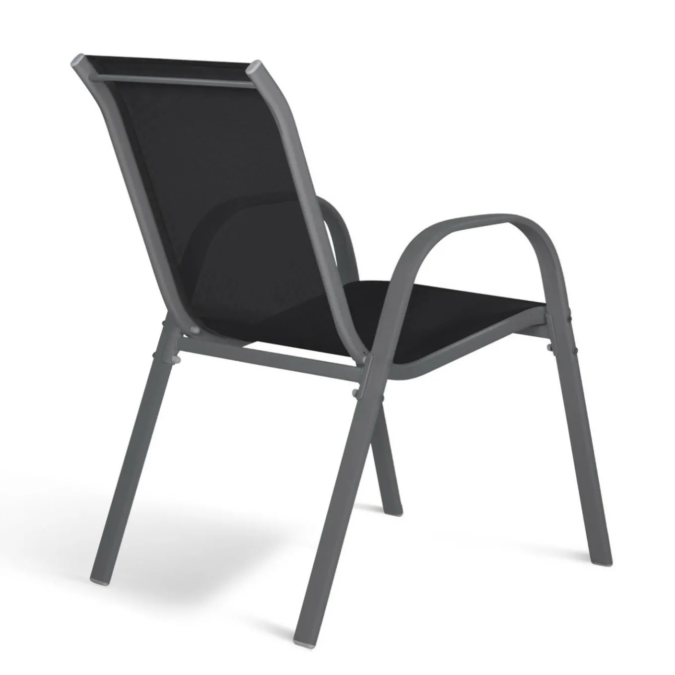 IDMarket 6 chaises de jardin en métal et textilène gris, noir et terracotta empilables* Salons De Jardin