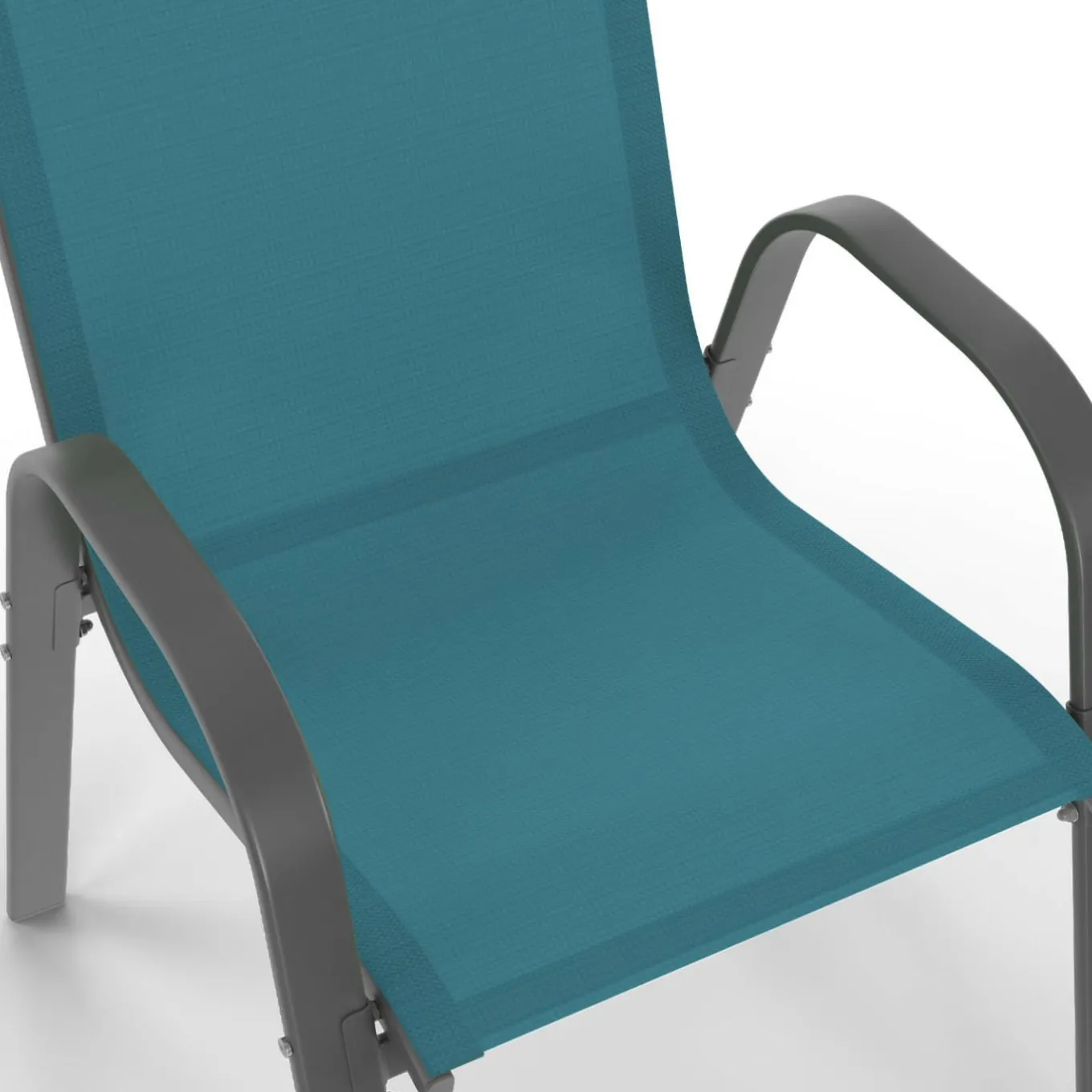 IDMarket 4 chaises de jardin en métal et textilène gris, noir et bleu* Salons De Jardin