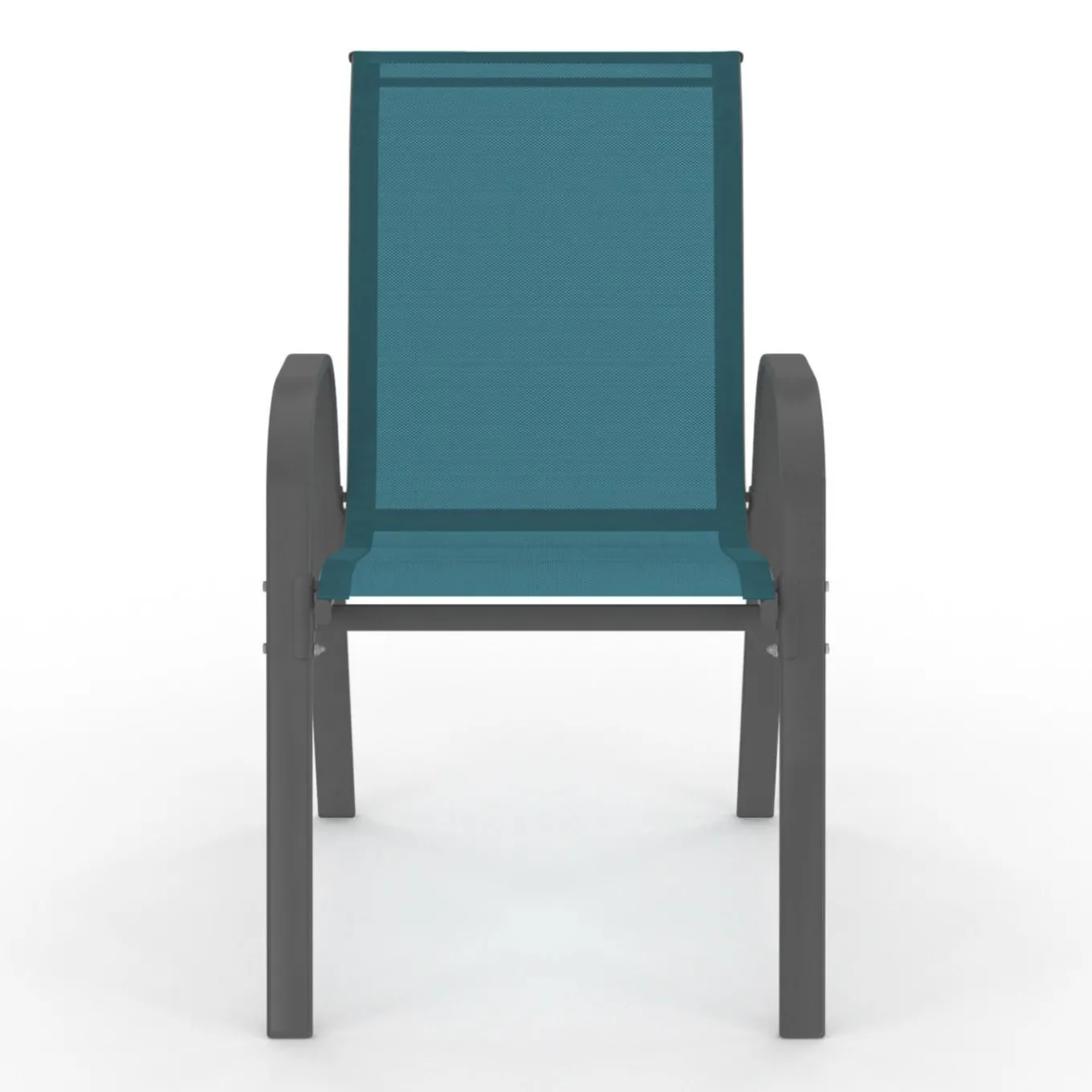 IDMarket 4 chaises de jardin en métal et textilène bleu canard* Salons De Jardin