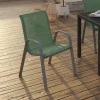 IDMarket 6 chaises de jardin vert olive empilables en métal et textilène* Salons De Jardin