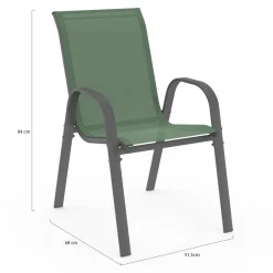 IDMarket 6 chaises de jardin vert olive empilables en métal et textilène* Salons De Jardin