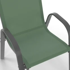 IDMarket 6 chaises de jardin vert olive empilables en métal et textilène* Salons De Jardin