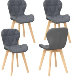IDMarket 4 chaises en tissu et PU grises* Collection Scandinave|Tables Et Chaises