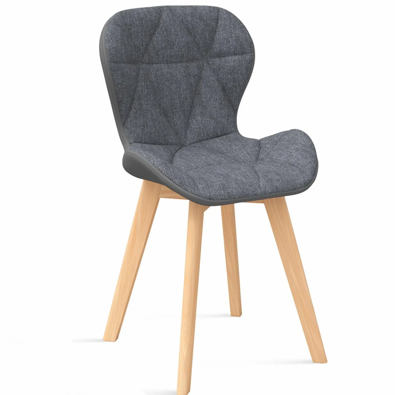 IDMarket 4 chaises en tissu et PU grises* Collection Scandinave|Tables Et Chaises