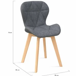IDMarket 4 chaises en tissu et PU grises* Collection Scandinave|Tables Et Chaises