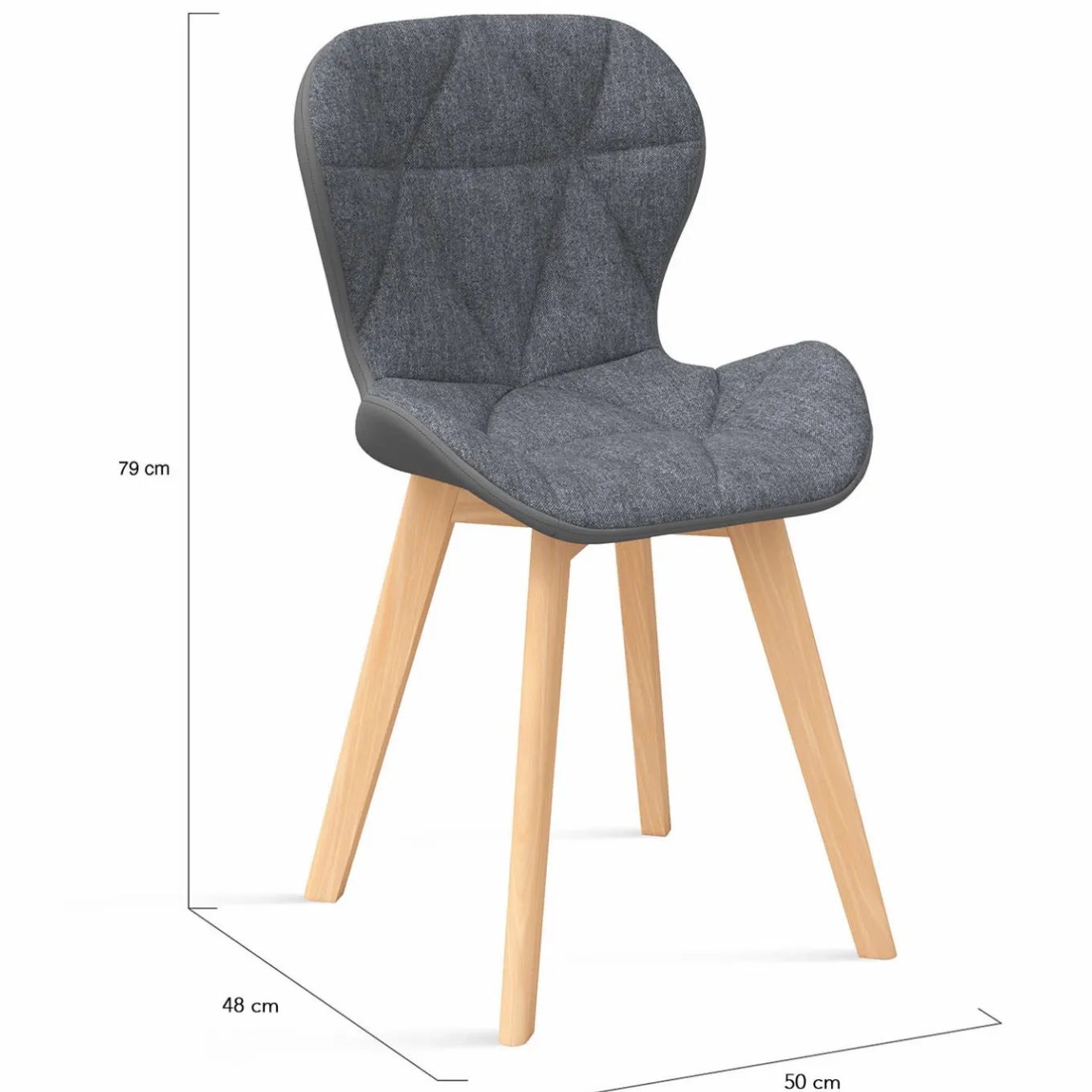 IDMarket 4 chaises en tissu et PU grises* Collection Scandinave|Tables Et Chaises