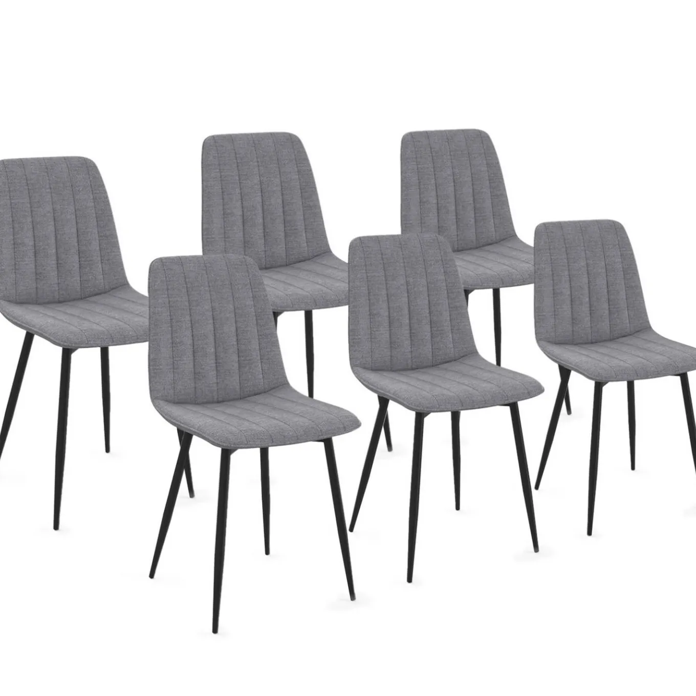 IDMarket 6 chaises en tissu gris clair* Chaises|Collection Moderne