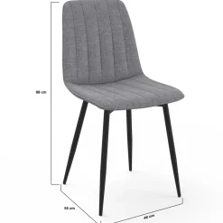 IDMarket 6 chaises en tissu gris clair* Chaises|Collection Moderne