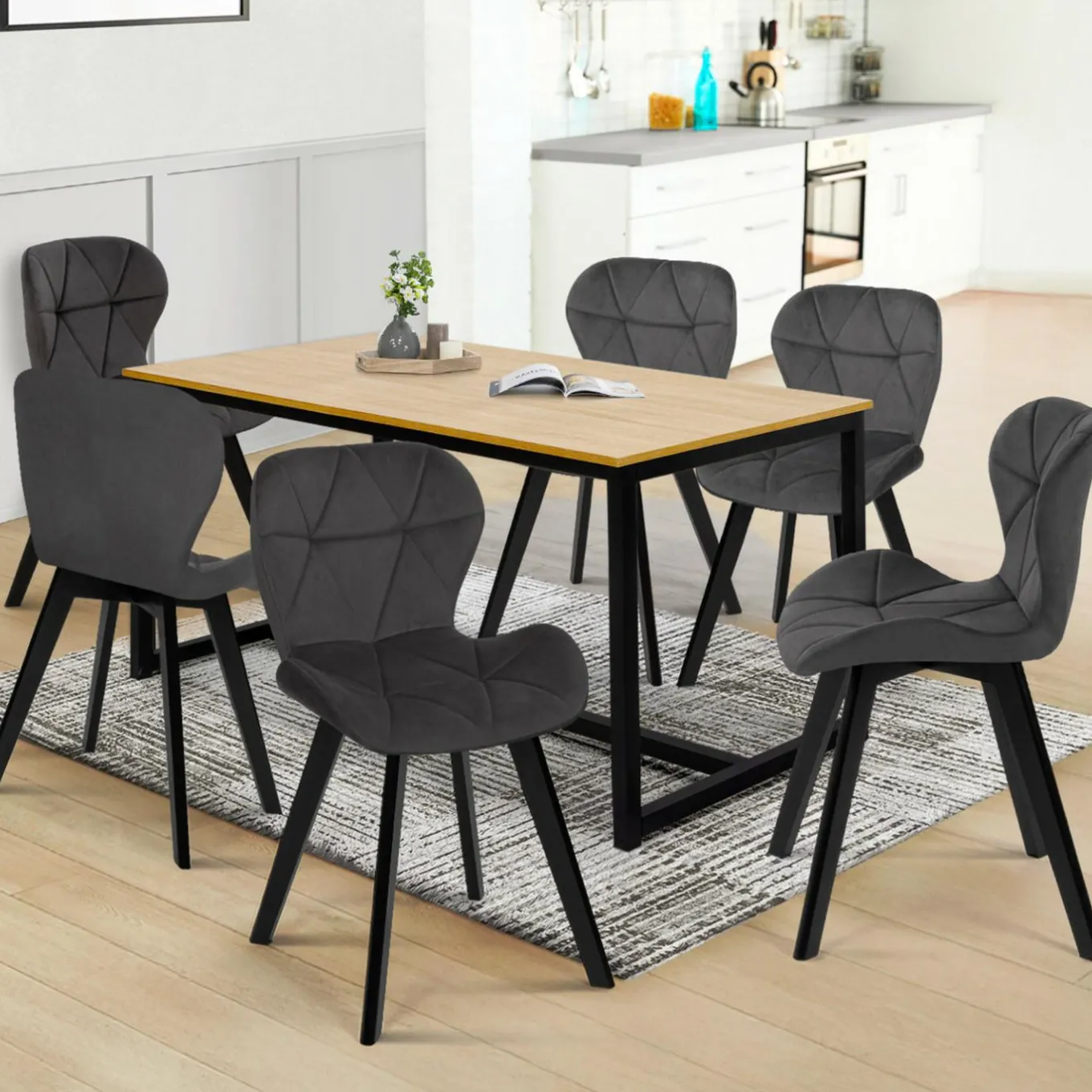 IDMarket 6 Chaises en velours gris foncé* Chaises|Tables Et Chaises