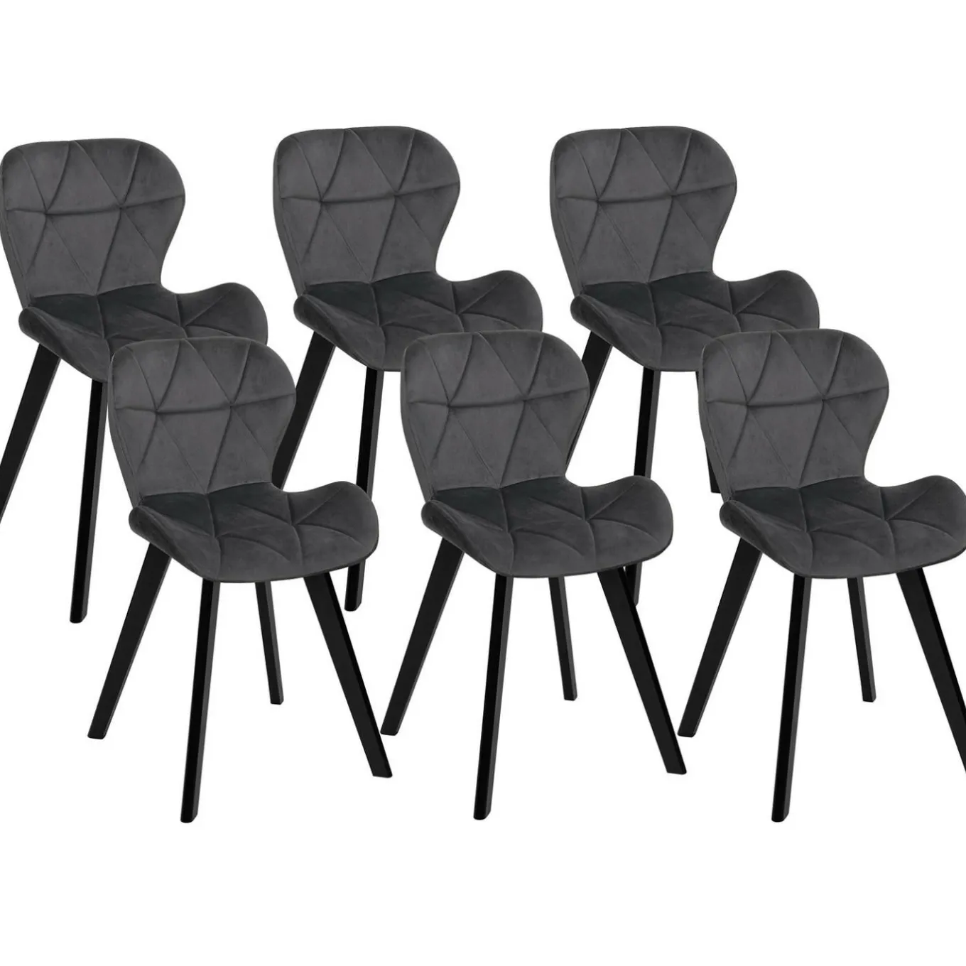 IDMarket 6 Chaises en velours gris foncé* Chaises|Tables Et Chaises