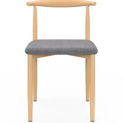 IDMarket 6 chaises imitation bois et tissu gris clair* Collection Scandinave|Tables Et Chaises