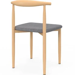 IDMarket 6 chaises imitation bois et tissu gris clair* Collection Scandinave|Tables Et Chaises