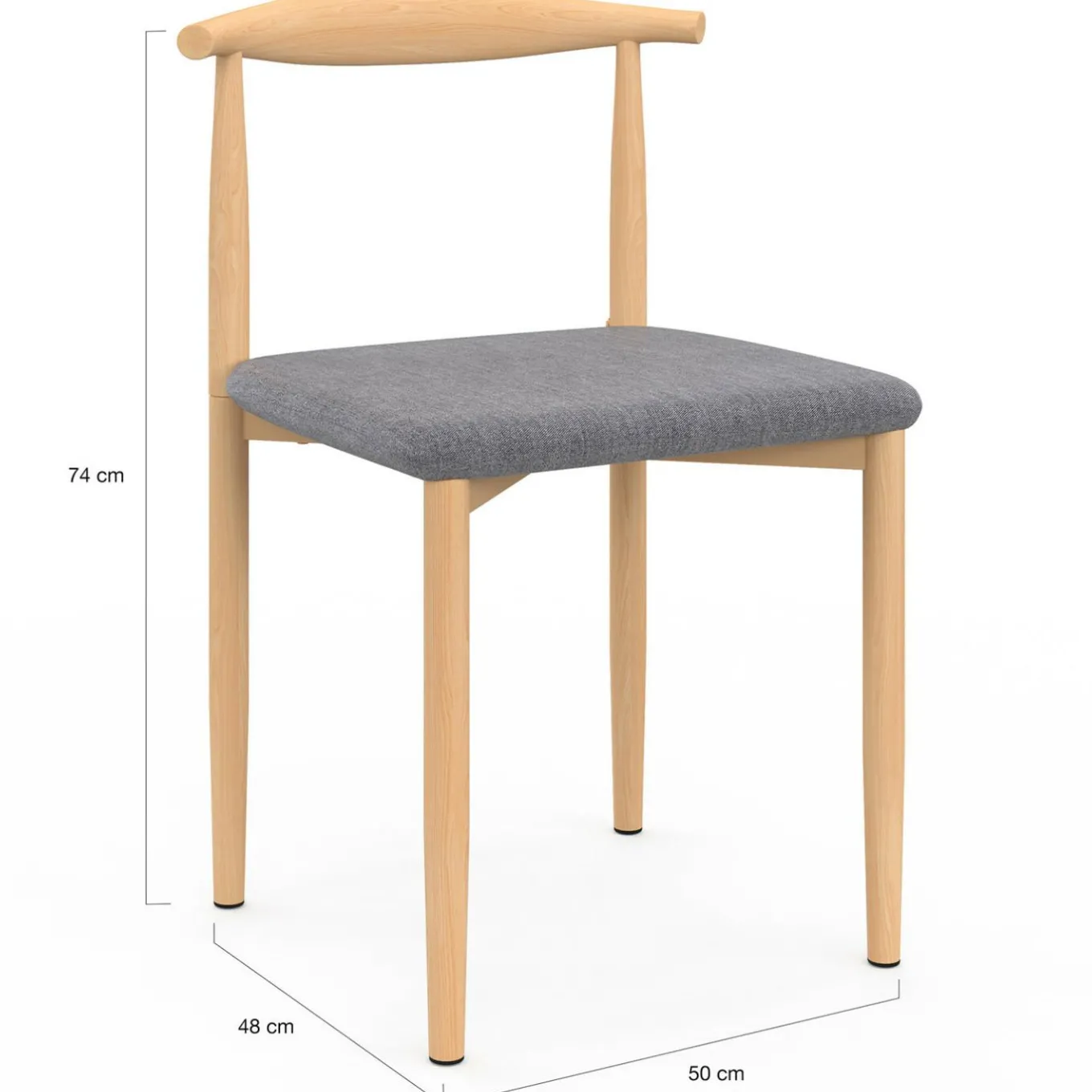 IDMarket 6 chaises imitation bois et tissu gris clair* Collection Scandinave|Tables Et Chaises
