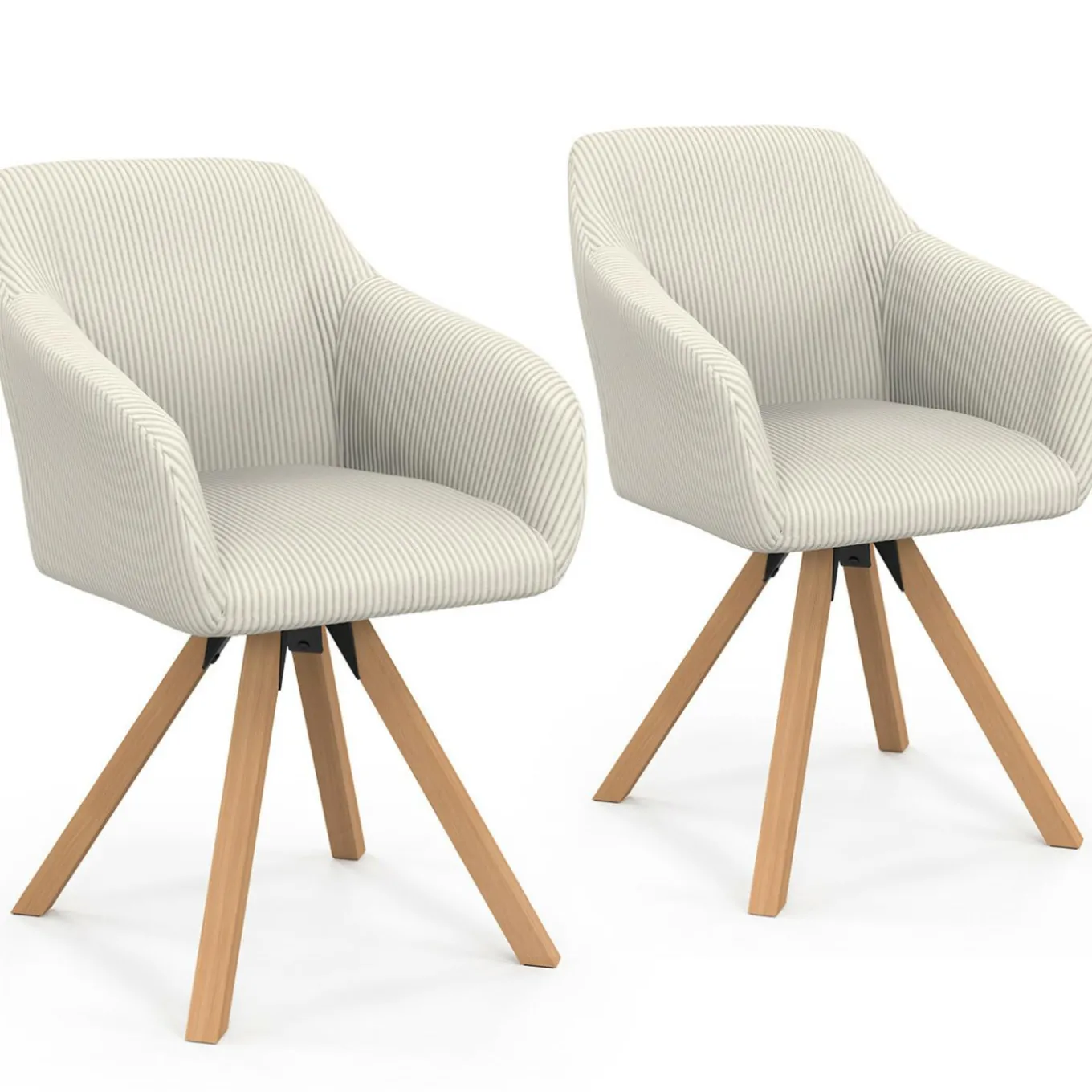 IDMarket 2 chaises pivotantes et fauteuils en velours beige* Chaises|Fauteuils