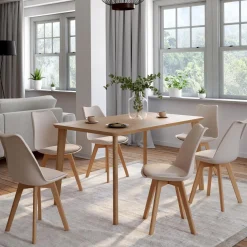 IDMarket 6 chaises scandinaves beiges* Collection Scandinave|Salle À Manger Complète