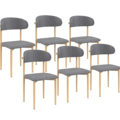 IDMarket 6 chaises scandinaves en tissu gris clair effet chiné* Collection Scandinave|Tables Et Chaises