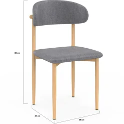IDMarket 6 chaises scandinaves en tissu gris clair effet chiné* Collection Scandinave|Tables Et Chaises