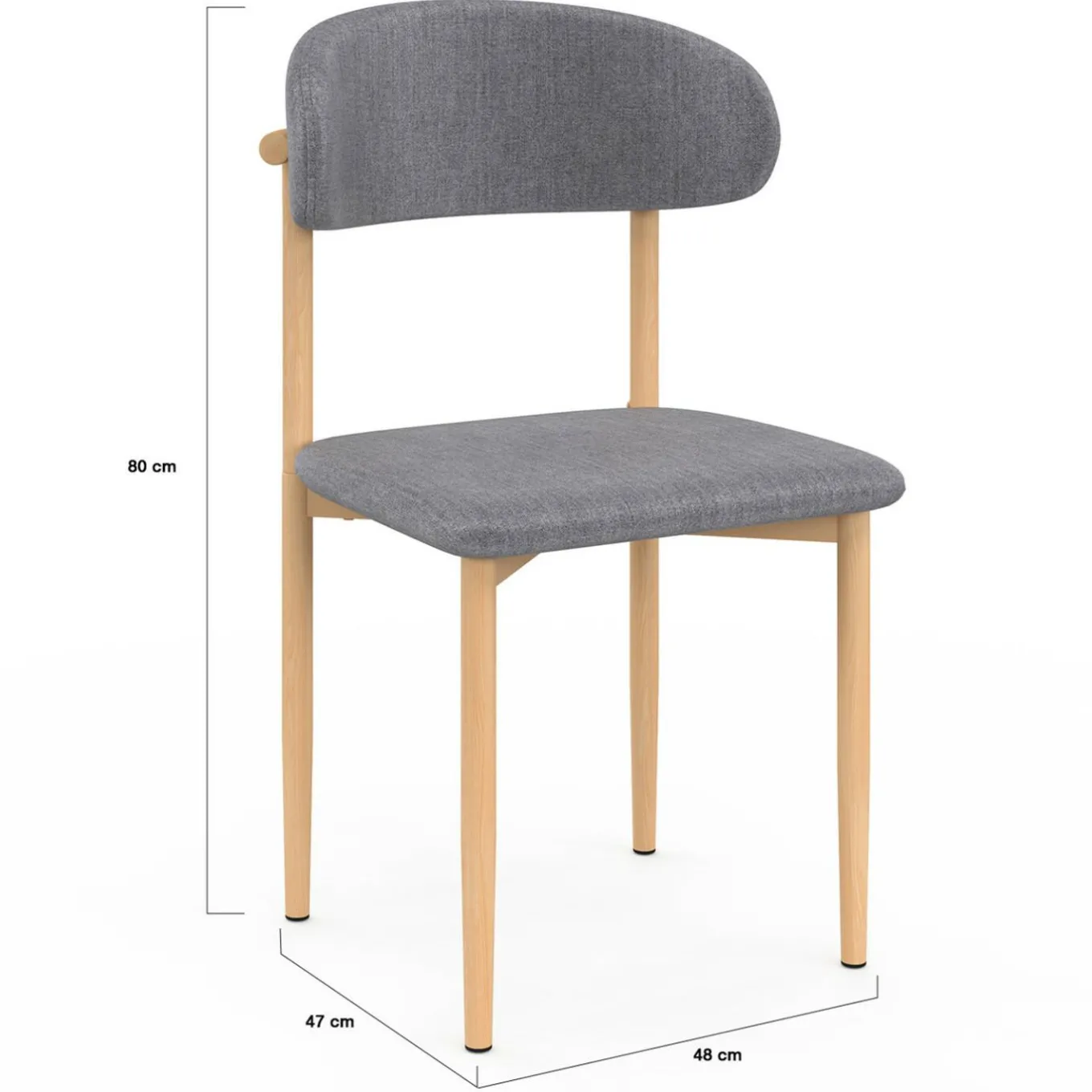 IDMarket 6 chaises scandinaves en tissu gris clair effet chiné* Collection Scandinave|Tables Et Chaises