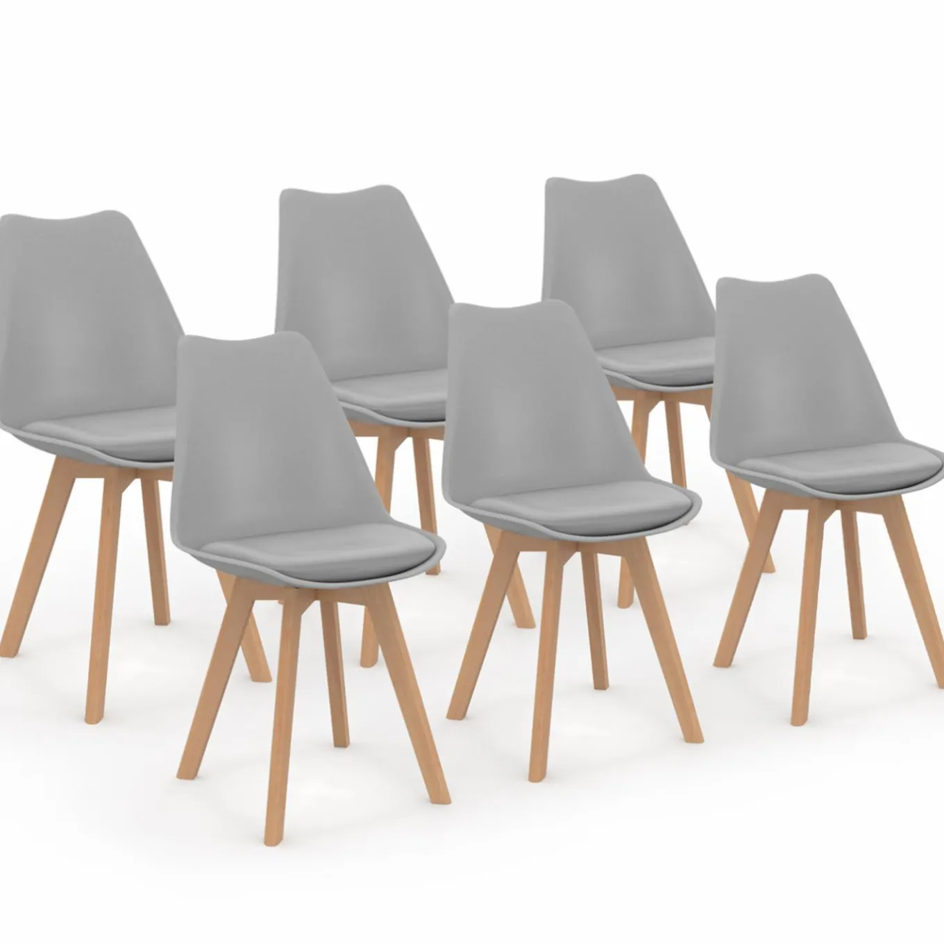 IDMarket 6 chaises scandinaves gris clair* Collection Scandinave|Chaises