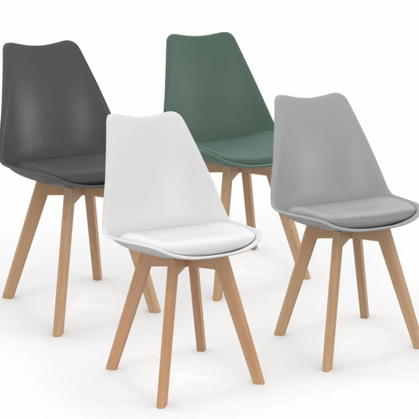 IDMarket 4 chaises scandinaves mix color* Collection Scandinave|Chaises