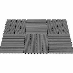 IDMarket 10 dalles de terrasse clipsables 30x30 cm en bois composite gris* Revêtement Sol Extérieur