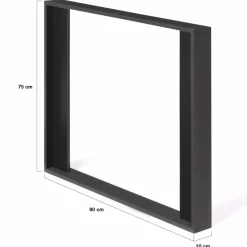 IDMarket 2 pieds de table carrés noir 75 cm* Décoration Et Accessoires|Pieds De Table