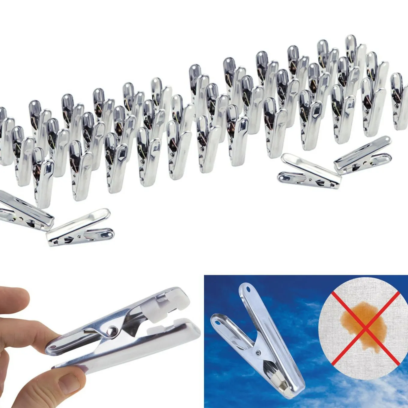 IDMarket 40 pinces à linge en inox* Séchoirs À Linge