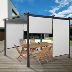 IDMarket 3 stores enrouleurs blancs 225 cm pour pergola* Accessoires Pergolas Et Tonnelles