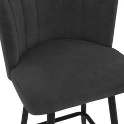 IDMarket 2 tabourets coquillages en velours gris anthracite* Tabourets De Bar|Chaises De Bar