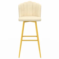 IDMarket 2 tabourets coquillages en velours crème* Tabourets De Bar|Chaises De Bar