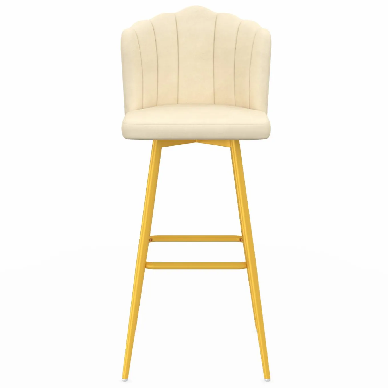 IDMarket 2 tabourets coquillages en velours crème* Tabourets De Bar|Chaises De Bar