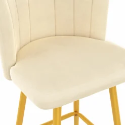 IDMarket 2 tabourets coquillages en velours crème* Tabourets De Bar|Chaises De Bar