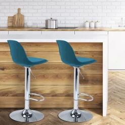 IDMarket 2 tabourets de bar design bleu canard* Collection Contemporaine|Tabourets De Bar