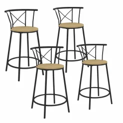 IDMarket 4 tabourets de bar industriel avec dossier arrondi* Tabourets De Bar|Chaises De Bar