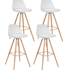 IDMarket 4 Tabourets de bar scandinave blanc SARA* Collection Scandinave|Tabourets De Bar