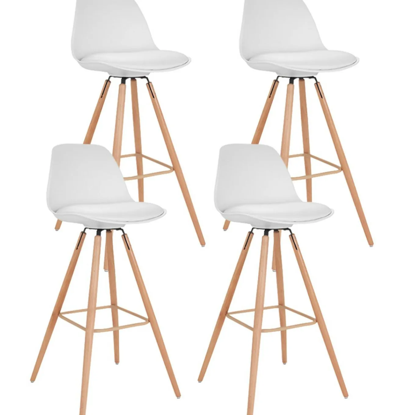 IDMarket 4 Tabourets de bar scandinave blanc SARA* Collection Scandinave|Tabourets De Bar