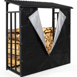 IDMarket Abri bûches extérieur avec housse de protection* Abris De Jardin|Stockage Du Bois
