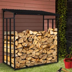 IDMarket Abri bûches extérieur avec housse de protection* Abris De Jardin|Stockage Du Bois