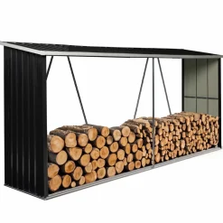 IDMarket Abri bois de chauffage 4 m³ en acier galvanisé* Abris De Jardin|Stockage Du Bois