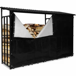 IDMarket Abri bois de chauffage en acier galvanisé avec housse de protection* Abris De Jardin|Stockage Du Bois
