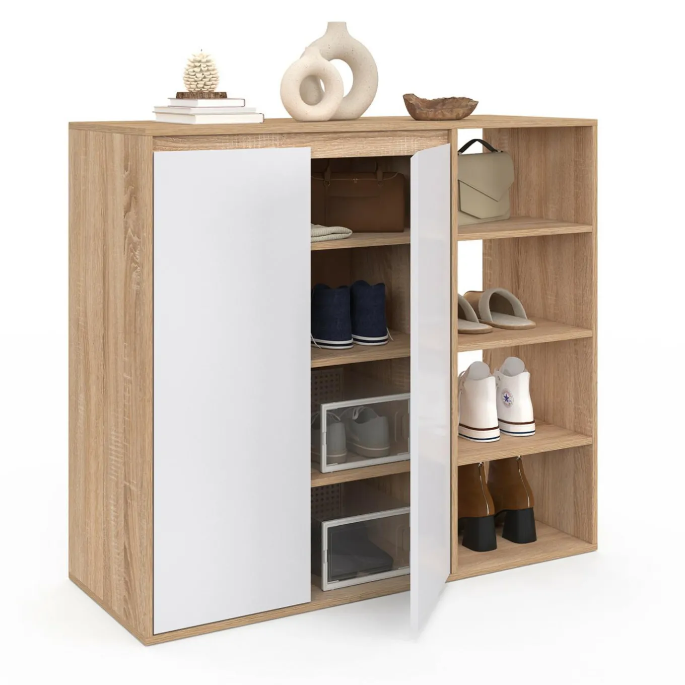 IDMarket Armoire à chaussures 12 paires 2 portes et 4 étagères* Collection Moderne|Petits Meubles