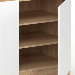 IDMarket Armoire à chaussures 12 paires 2 portes 1 tiroir blanc et effet bois* Collection Moderne|Petits Meubles