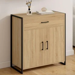 IDMarket Armoire à chaussures 12 paires 2 portes et 1 tiroir design industriel* Petits Meubles|Meubles À Chaussures