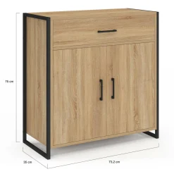 IDMarket Armoire à chaussures 12 paires 2 portes et 1 tiroir design industriel* Petits Meubles|Meubles À Chaussures