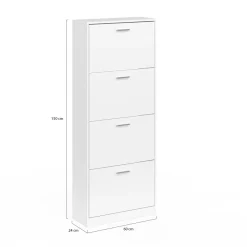 IDMarket Armoire à chaussures 4 portes blanche* Meubles Blancs|Petits Meubles
