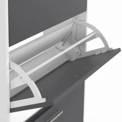 IDMarket Armoire à chaussures 4 portes grises* Meubles À Chaussures