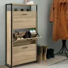 IDMarket Armoire à chaussures avec étagère bois et métal* Meubles En Bois|Collection Industrielle