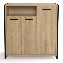 IDMarket Armoire à chaussures avec portes et une niche bois et métal* Meubles En Bois|Collection Industrielle